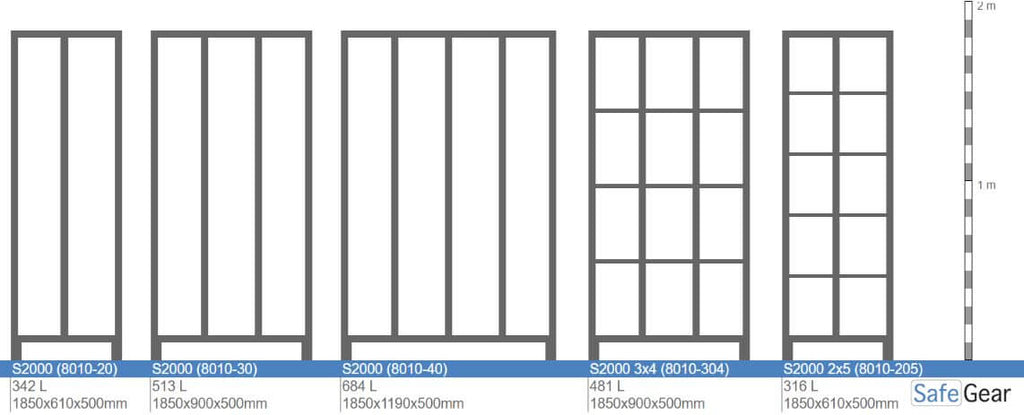 Changing room S2000 with 3x2 compartments (8310-30) - padlock