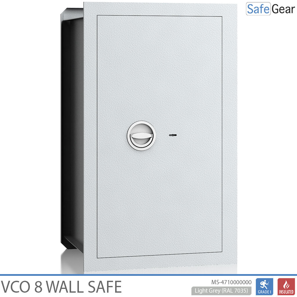 VCO 8 Wall Safe (85 L) - Burglary test Grade 1 - Light grey - Key lock