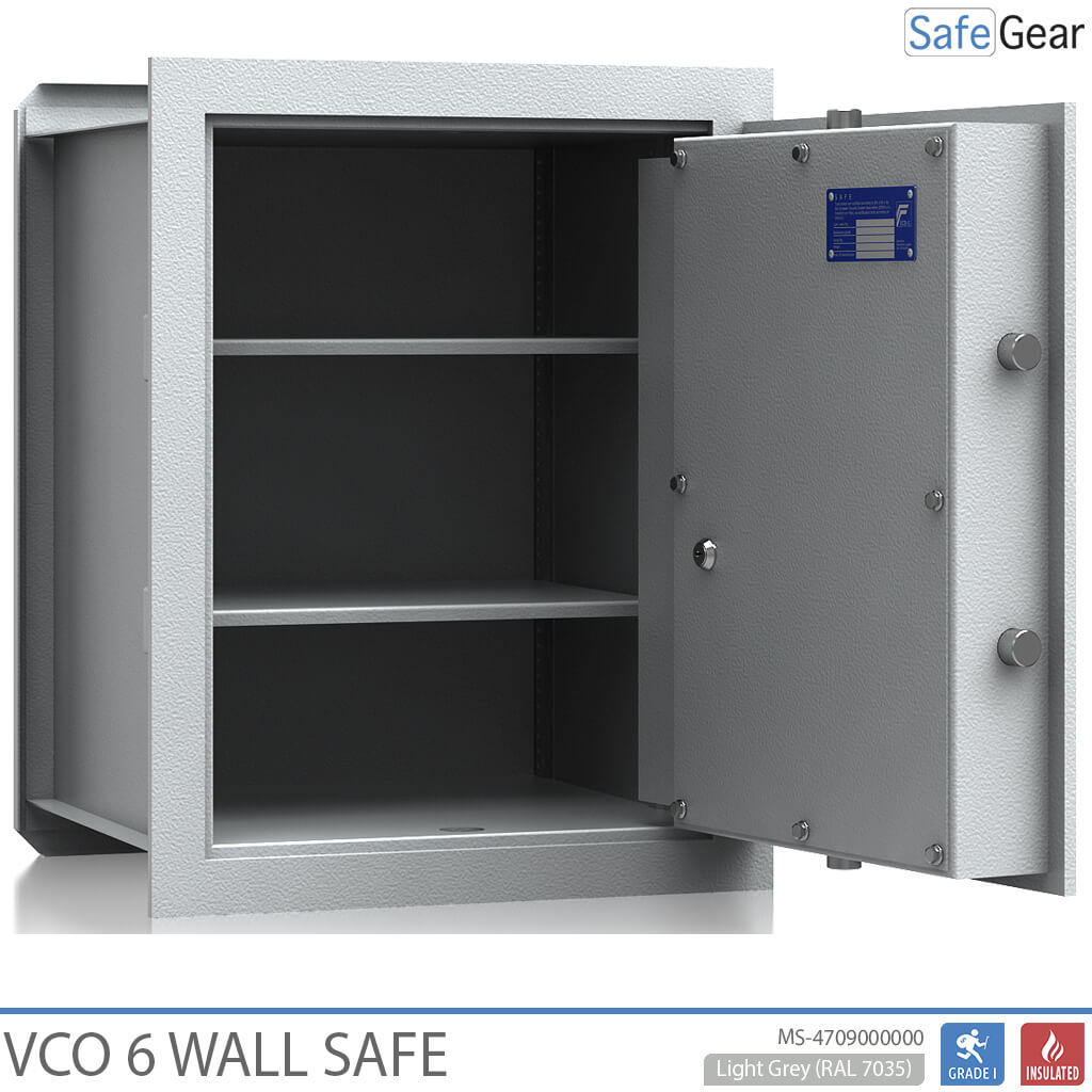 VCO 6 Wall Safe (61 L) - Burglary test Grade 1 - Light grey - Key lock